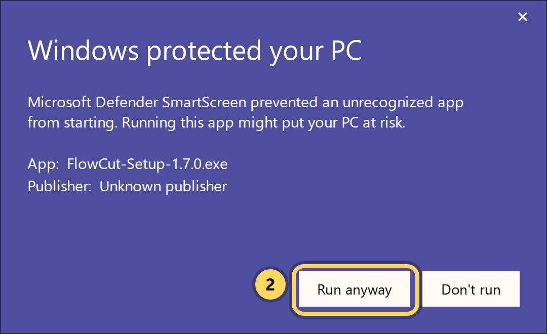 Then click Run anyway